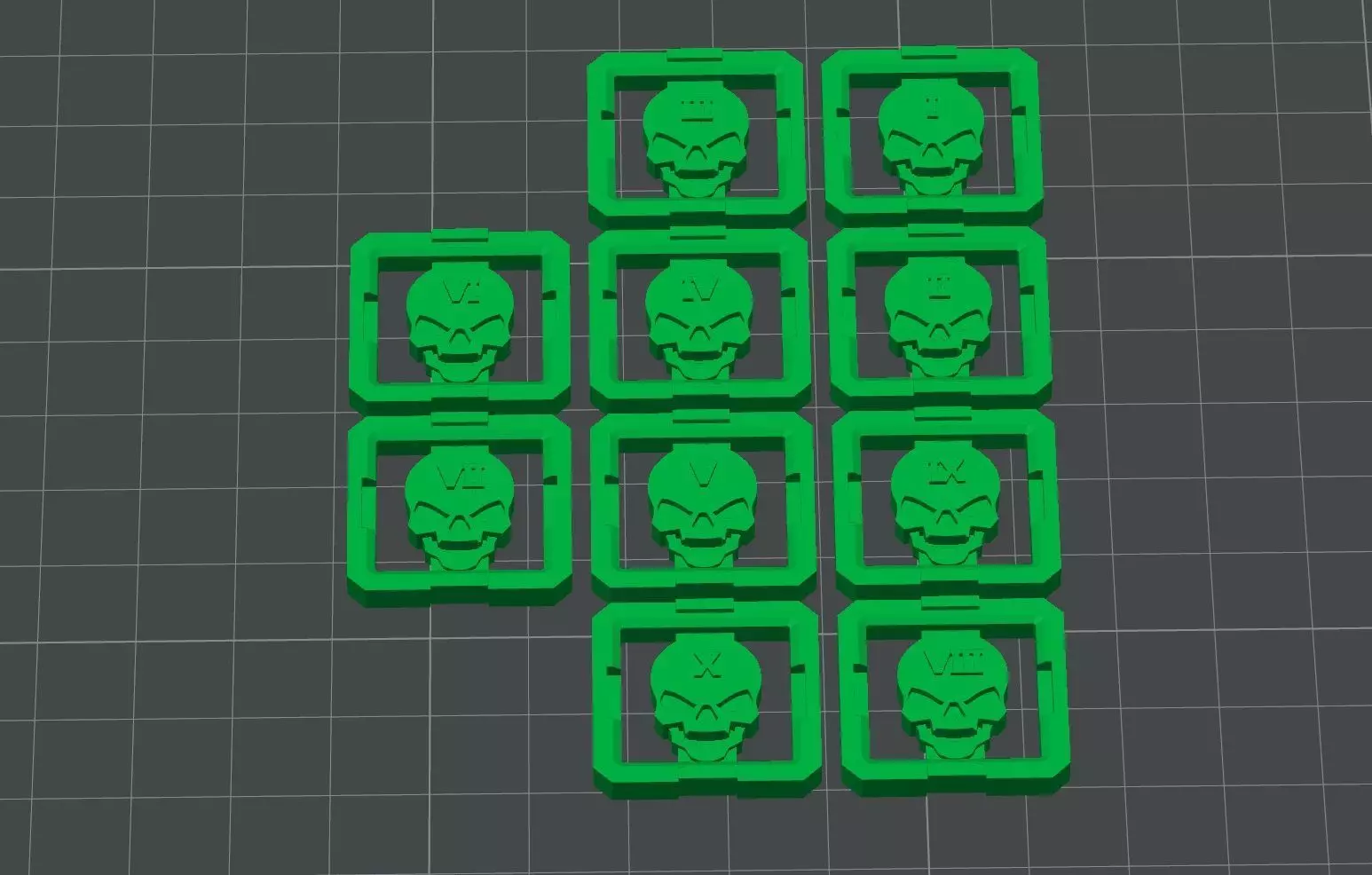Stackable Skull Tokens Pack - Square - Roman Numerals 3D print model
