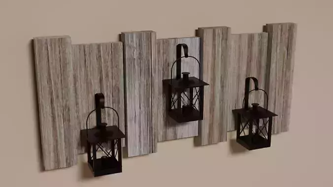Recycled Wood Hanging Lamp Wall Art