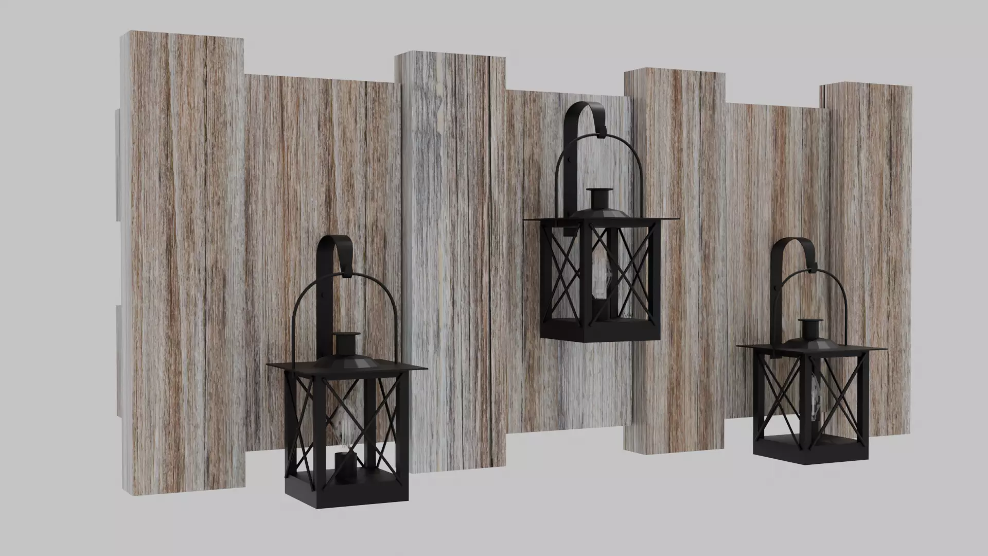 Recycled Wood Hanging Lamp Wall Art Low-poly 3D model_1