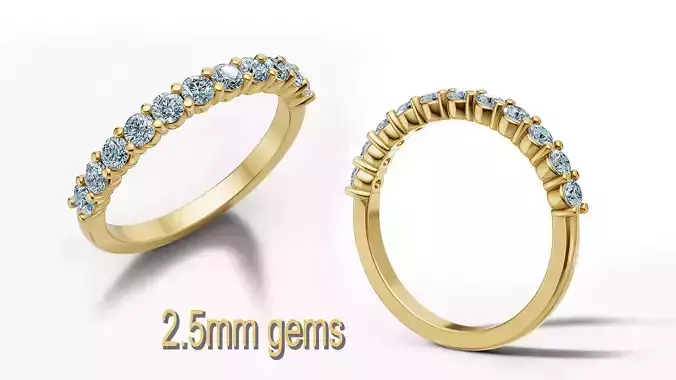 11 Diamonds Half Eternity Ring Diamond Ring 3dprint model 