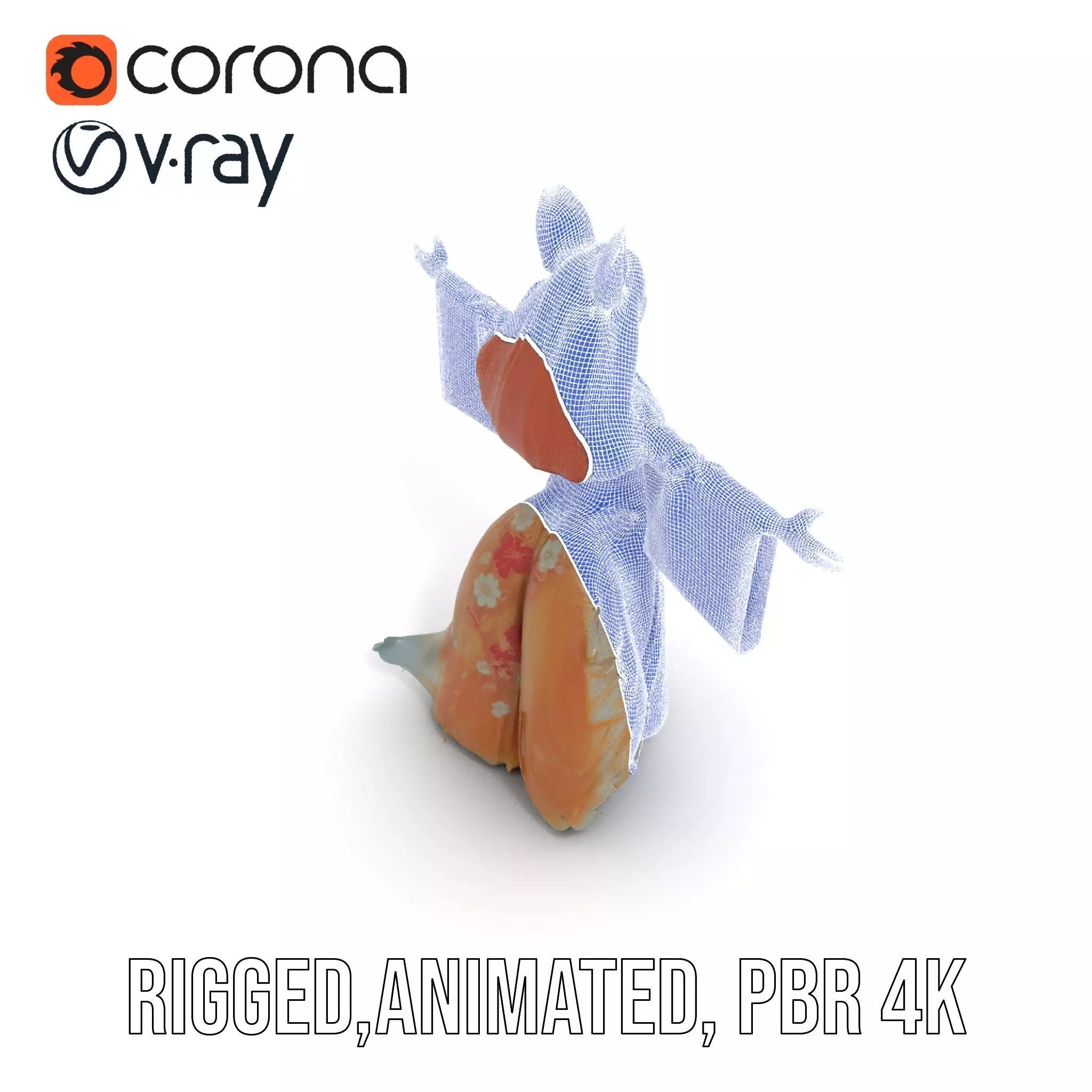 Intrinsic Kitsune Kimono model pack Low-poly 3D model_11