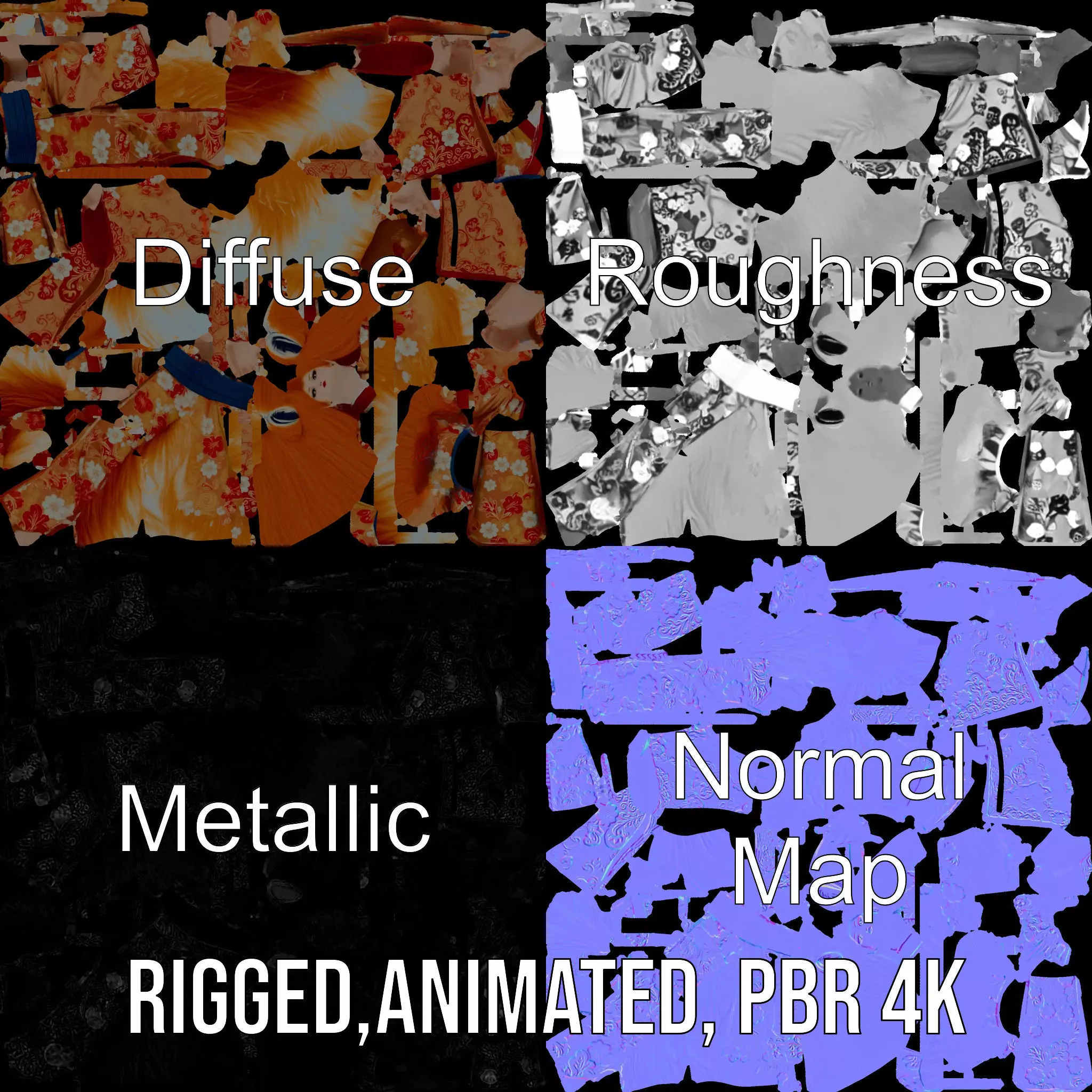 Intrinsic Kitsune Kimono model pack Low-poly 3D model_3