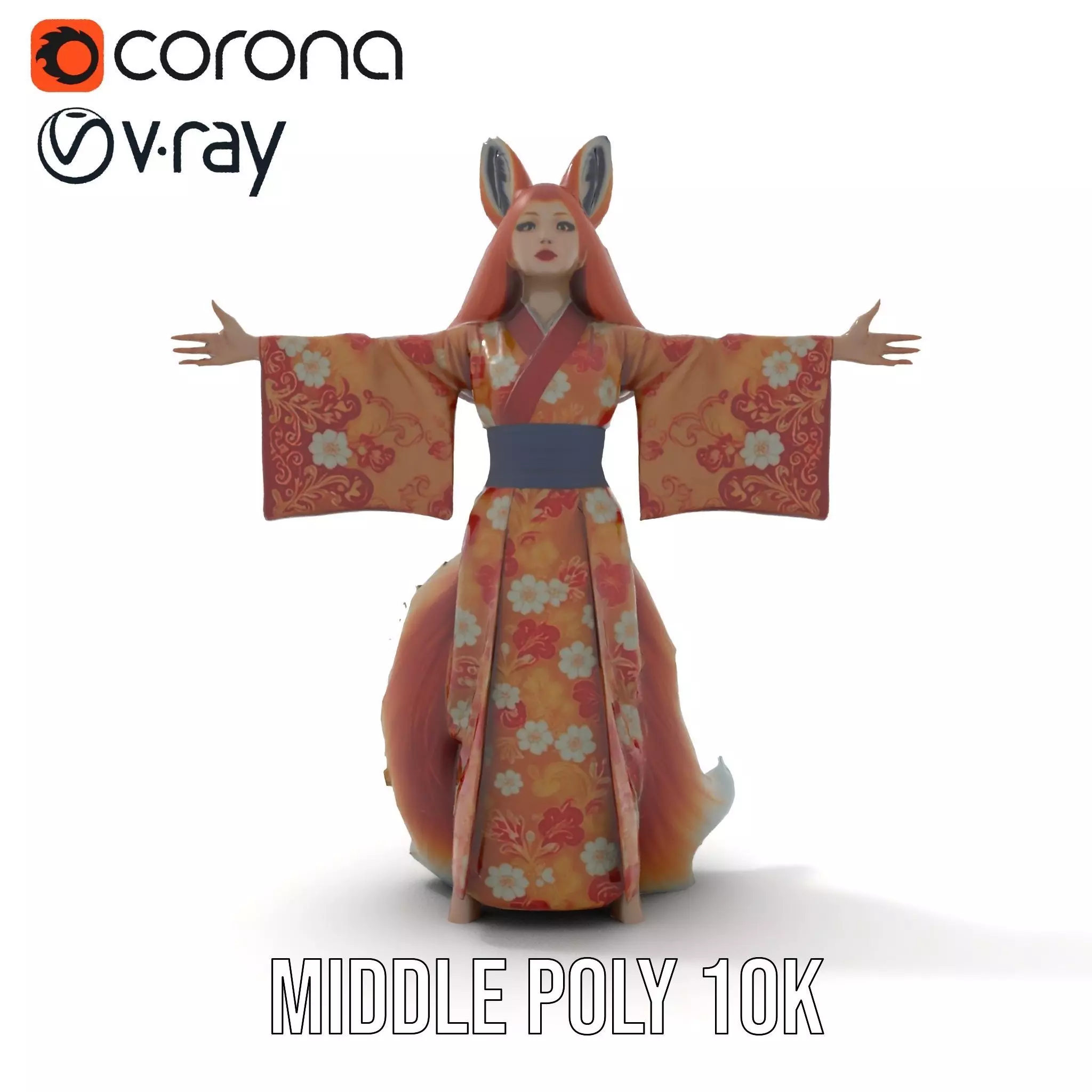 Intrinsic Kitsune Kimono model pack Low-poly 3D model_12
