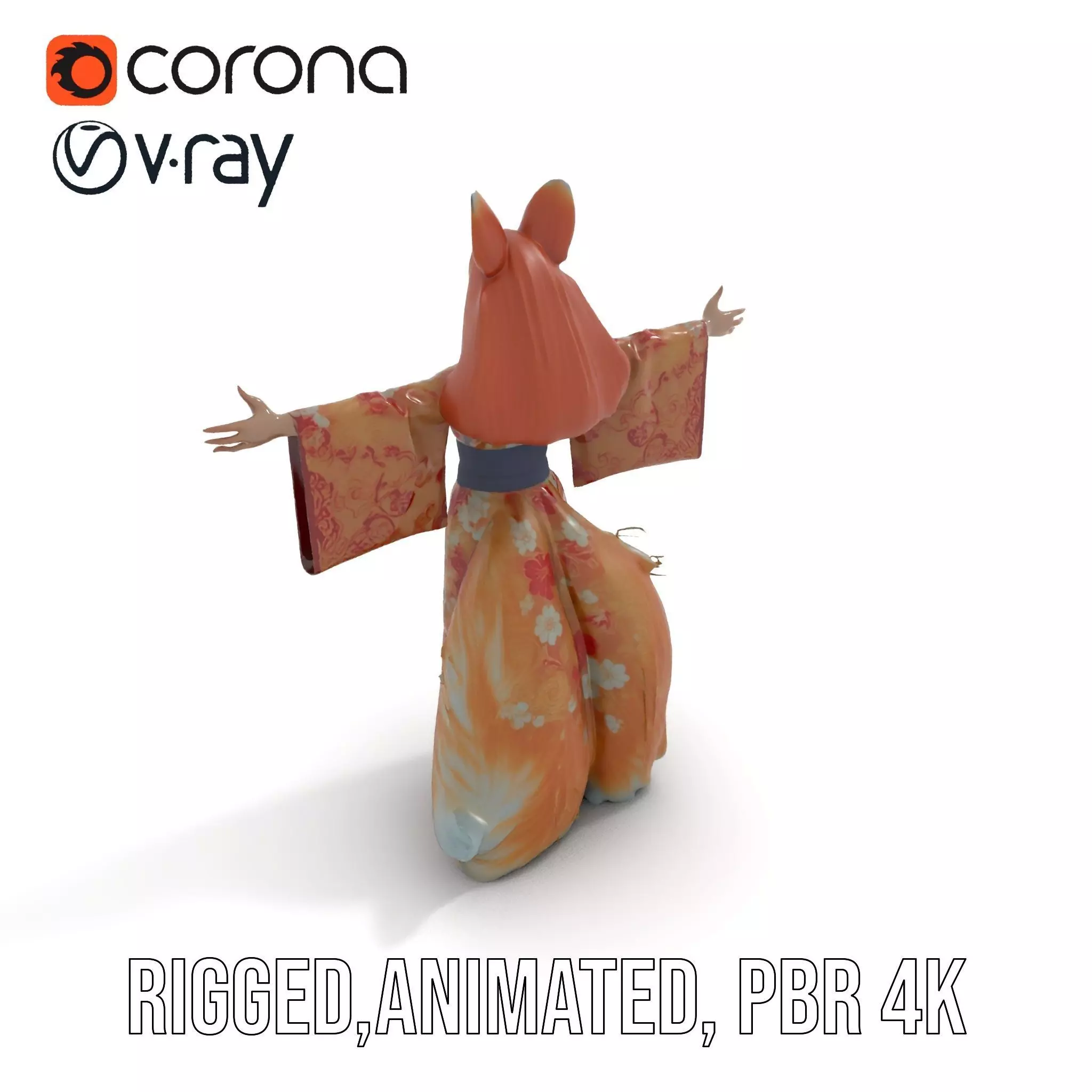 Intrinsic Kitsune Kimono model pack Low-poly 3D model_33