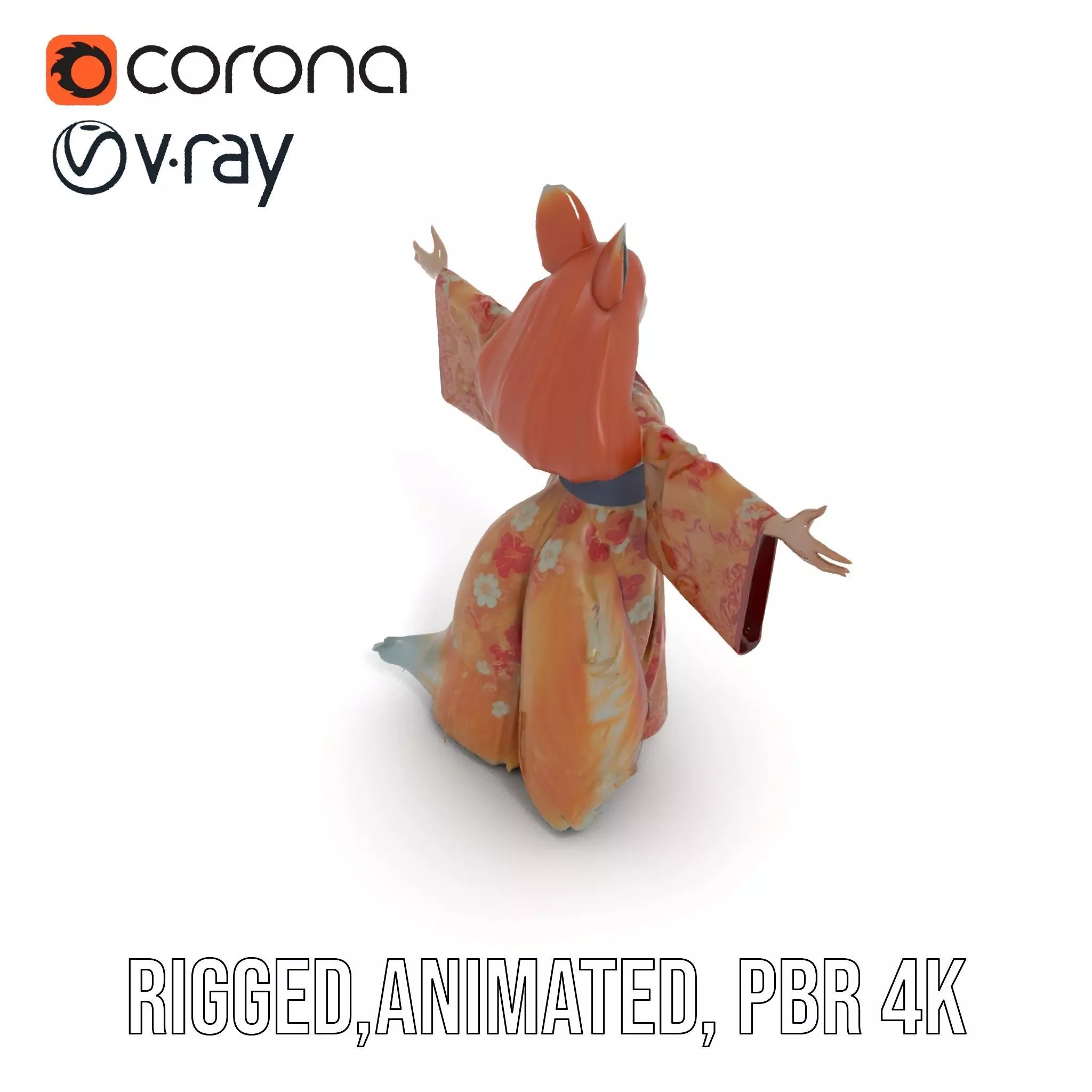 Intrinsic Kitsune Kimono model pack Low-poly 3D model_29