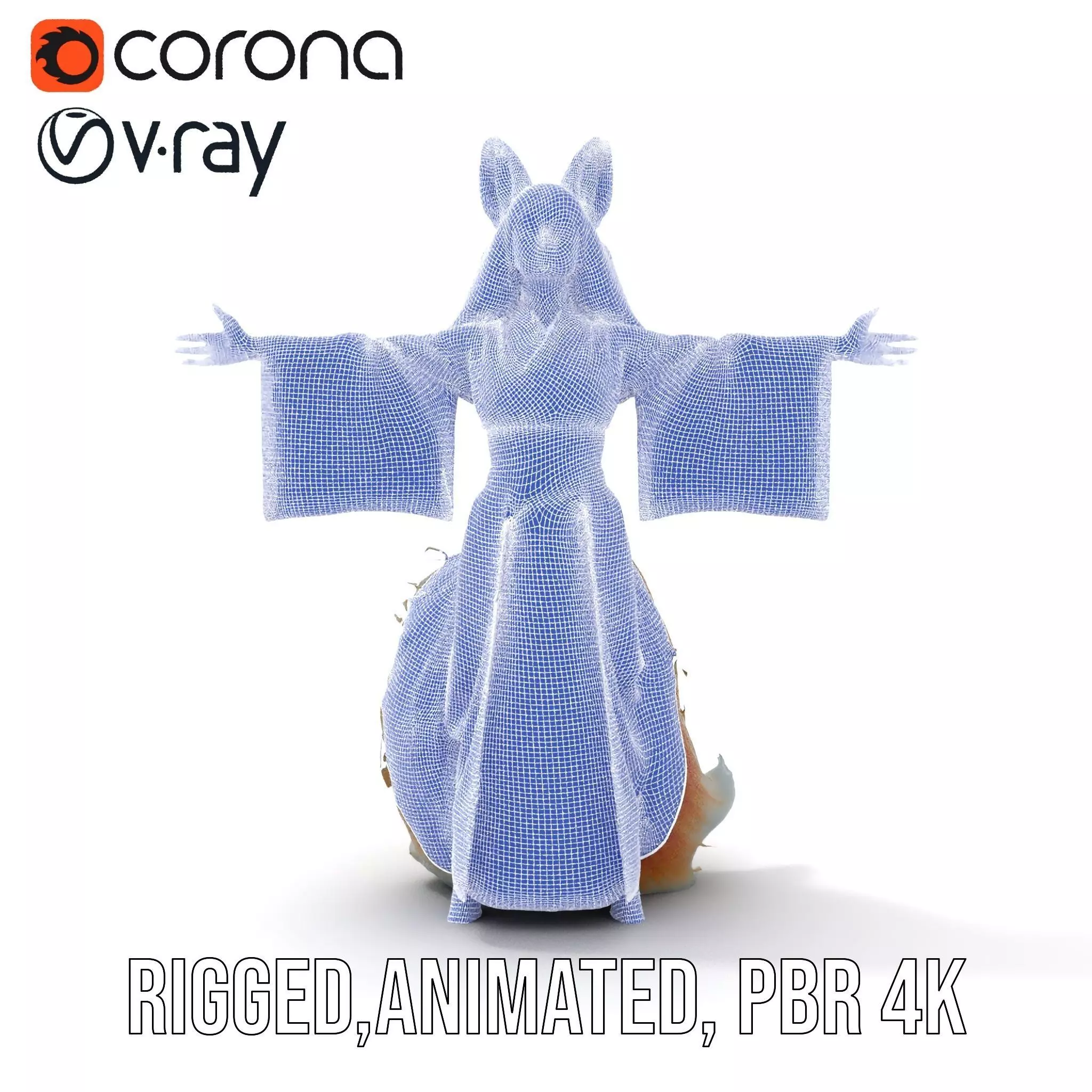 Intrinsic Kitsune Kimono model pack Low-poly 3D model_21