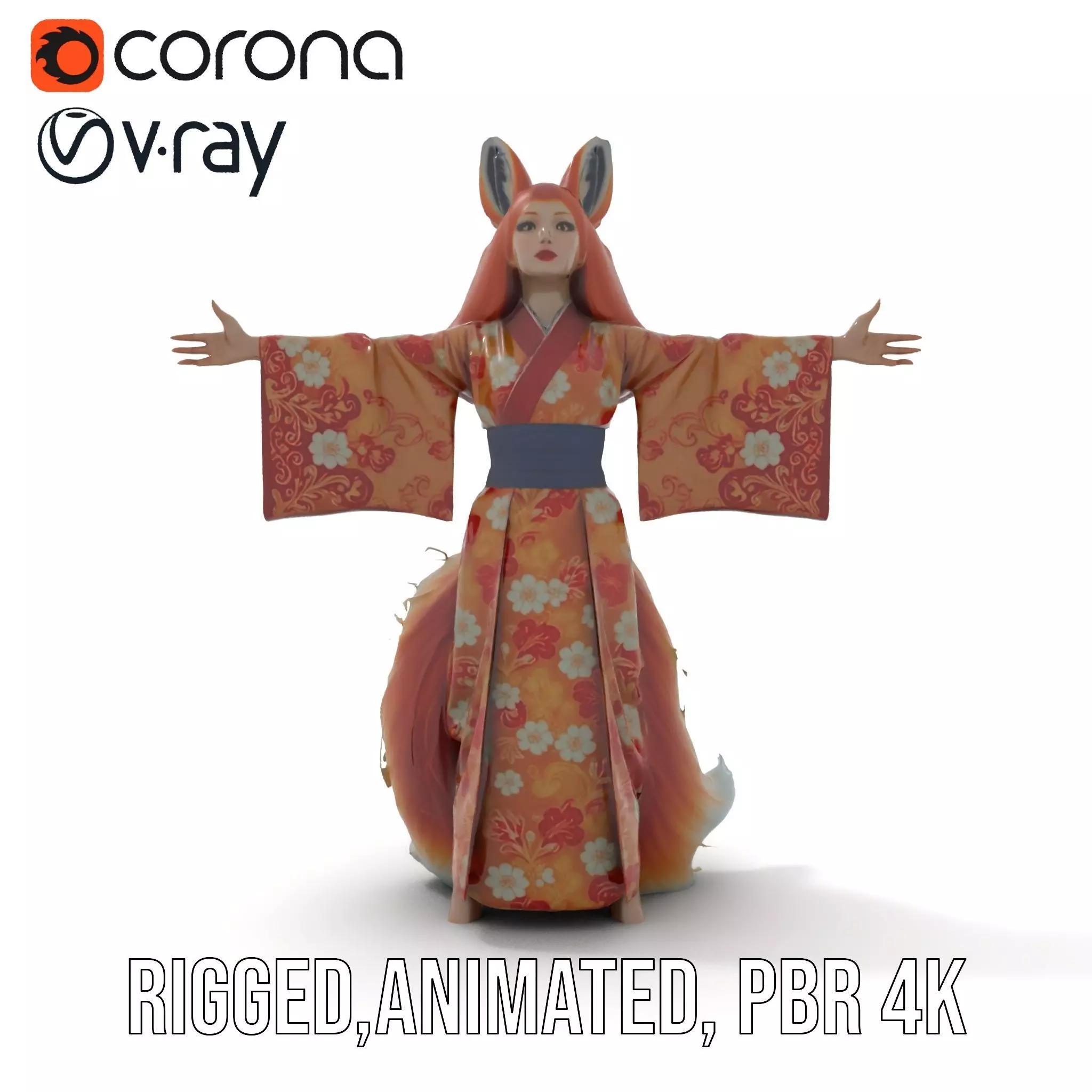 Intrinsic Kitsune Kimono model pack Low-poly 3D model_34