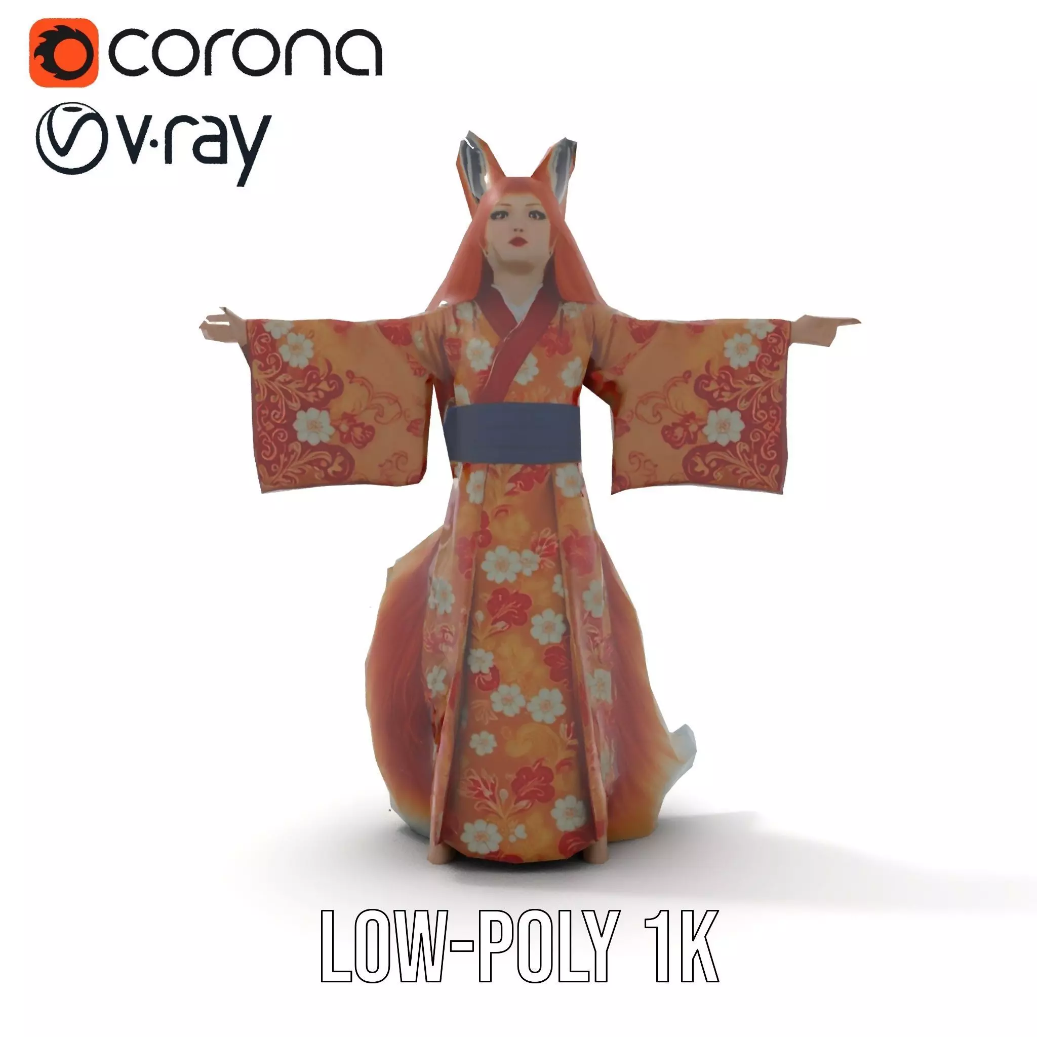 Intrinsic Kitsune Kimono model pack Low-poly 3D model_18