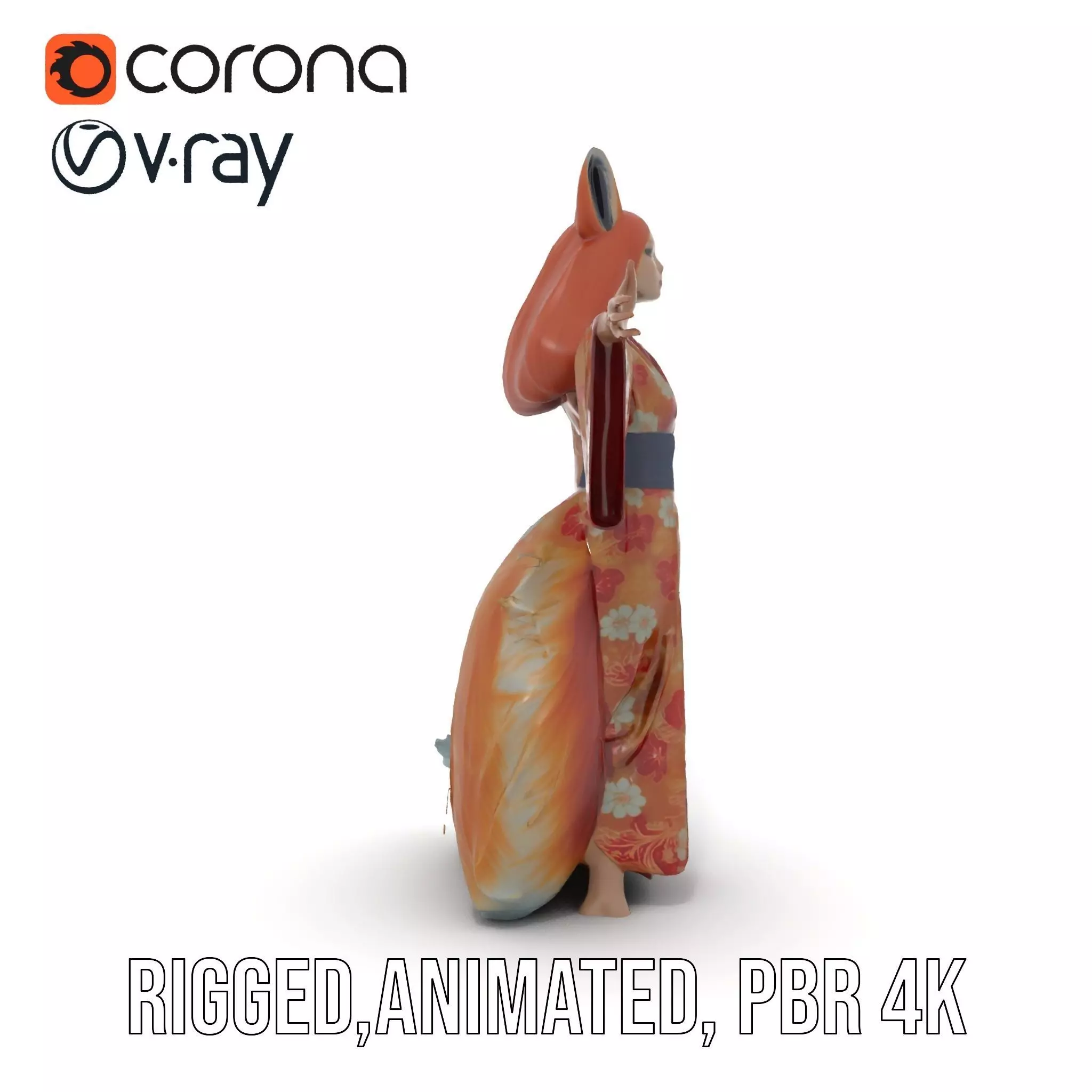 Intrinsic Kitsune Kimono model pack Low-poly 3D model_32