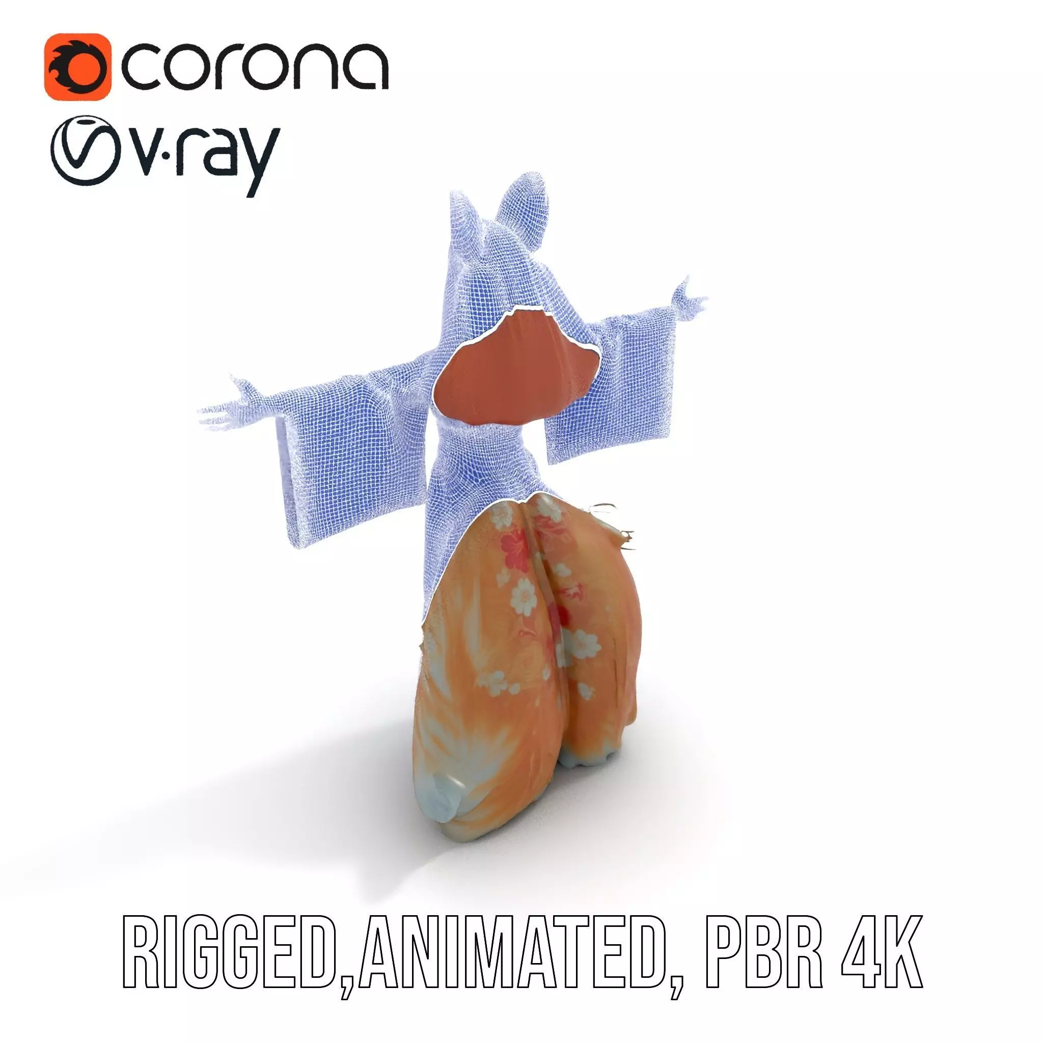 Intrinsic Kitsune Kimono model pack Low-poly 3D model_24