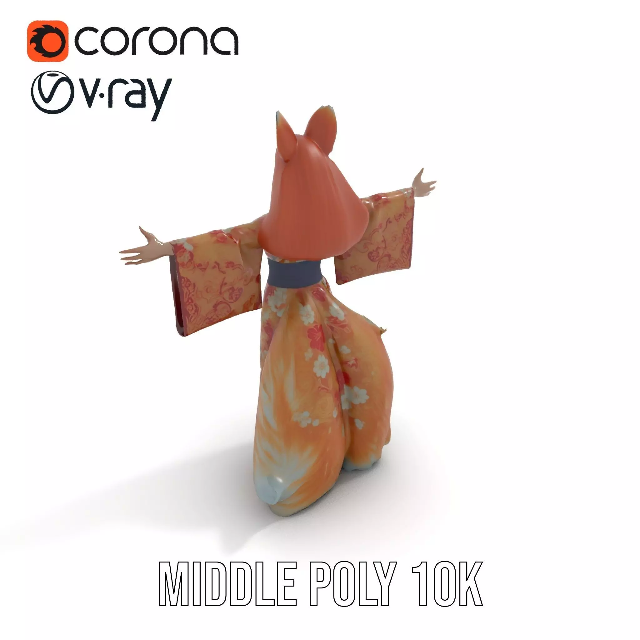Intrinsic Kitsune Kimono model pack Low-poly 3D model_17