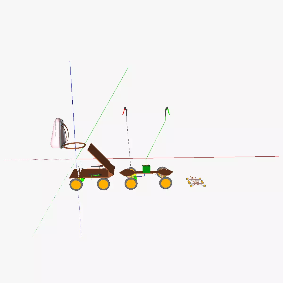 AT rollerskates and mountainboard 3D model