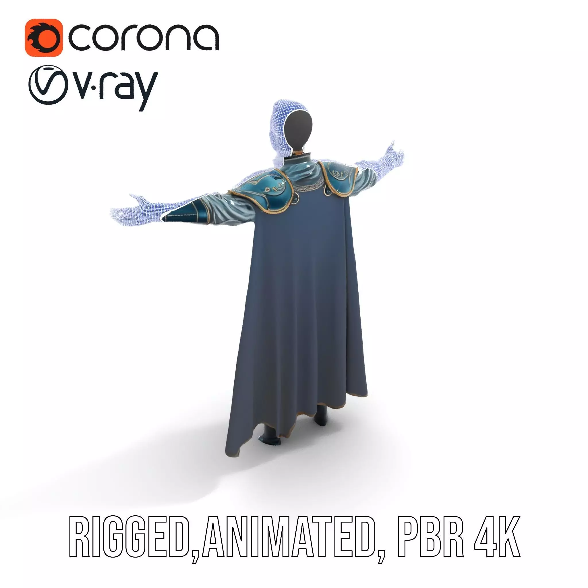 Regal Knight Armor model pack Low-poly 3D model_15