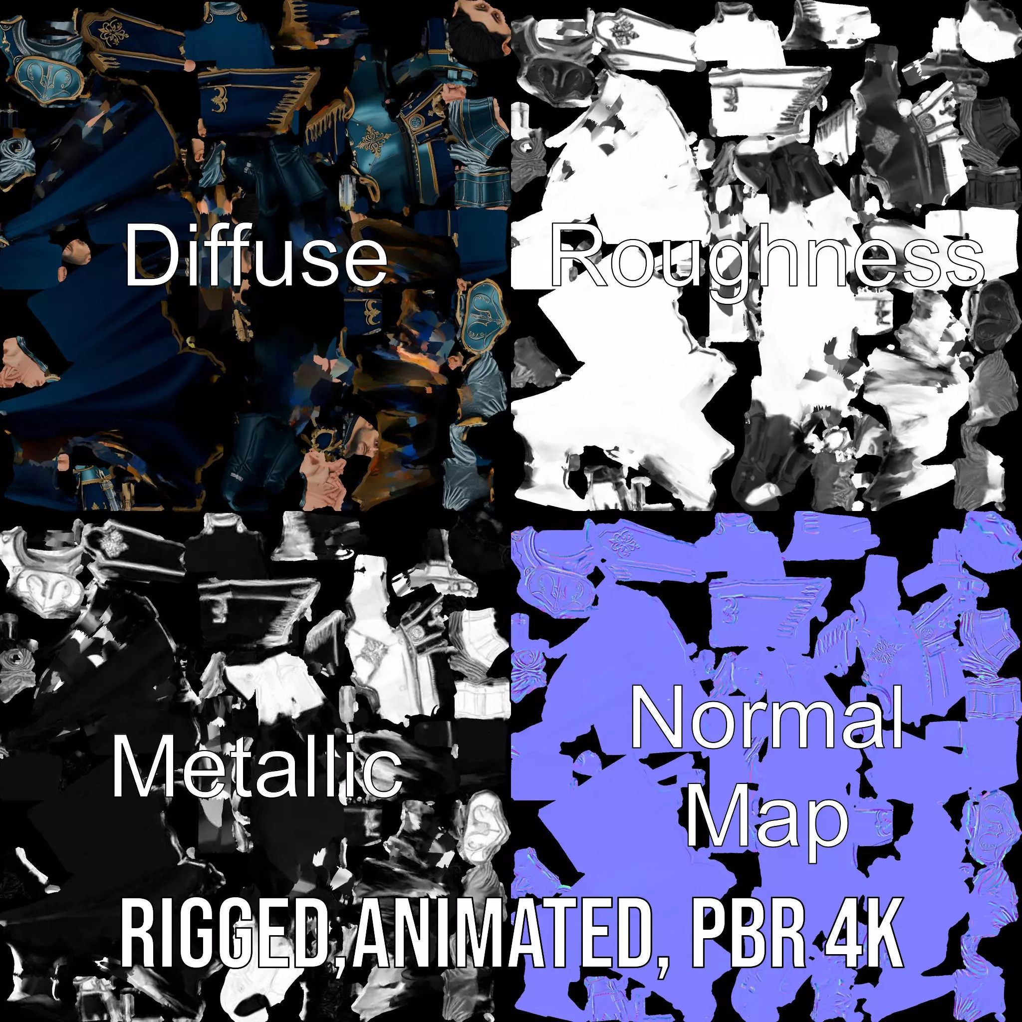 Regal Knight Armor model pack Low-poly 3D model_3