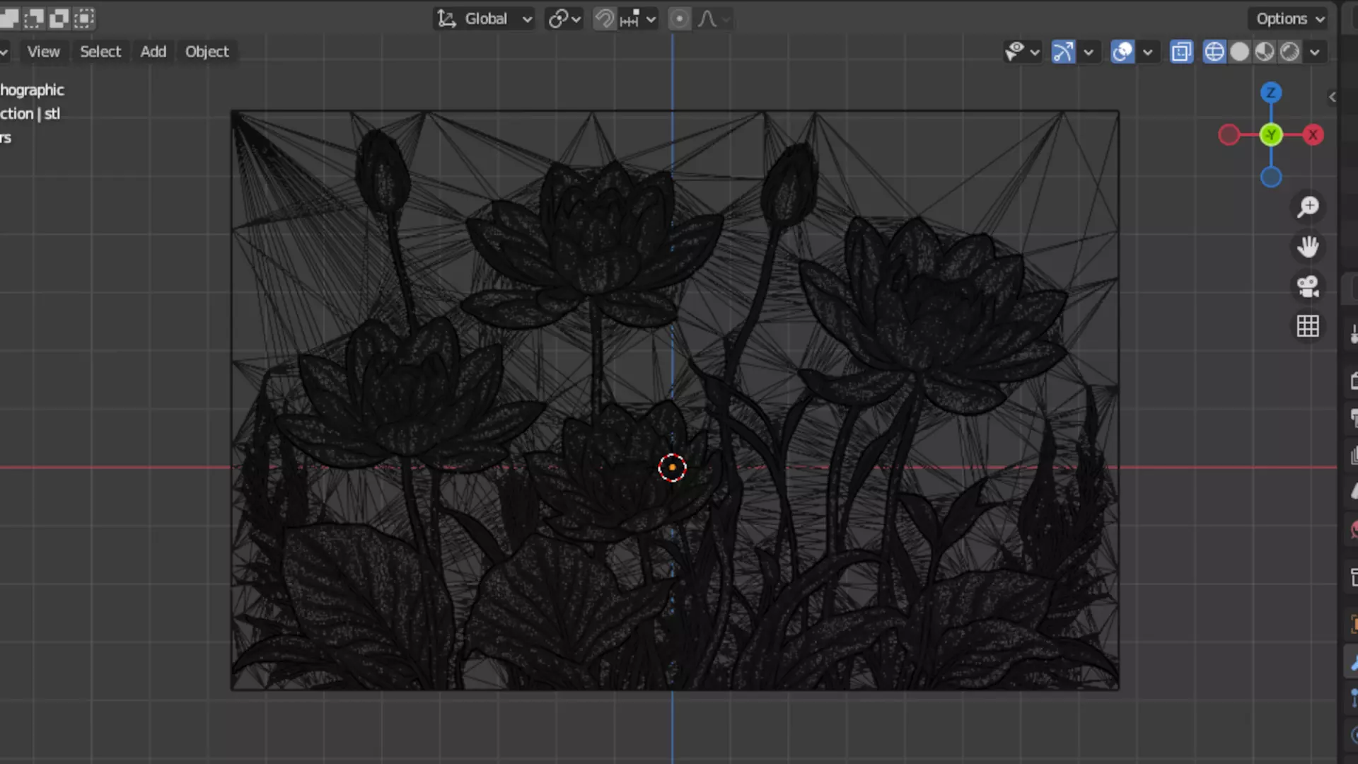 Lotus flowers wall art set relief STL panel carving CNC 260 3D model_7