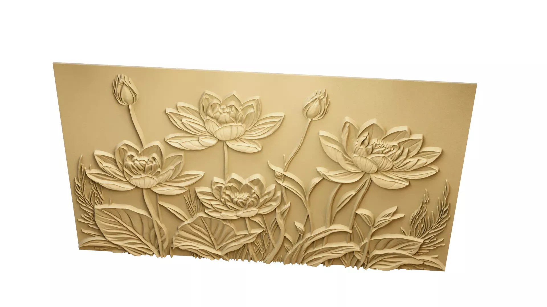 Lotus flowers wall art set relief STL panel carving CNC 260 3D model_4