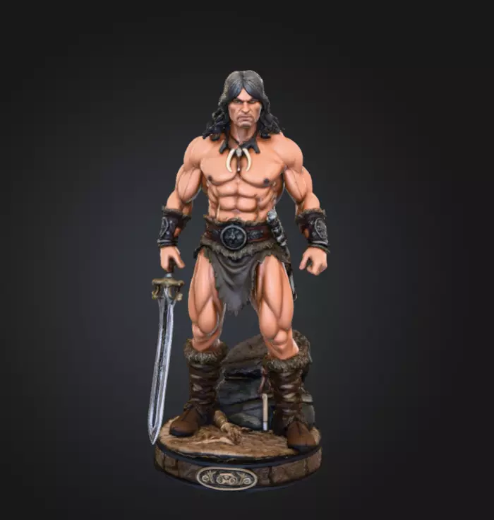 Barbarian Warrior Epic Battle Pose Figure by Aluco Studio 3D print model