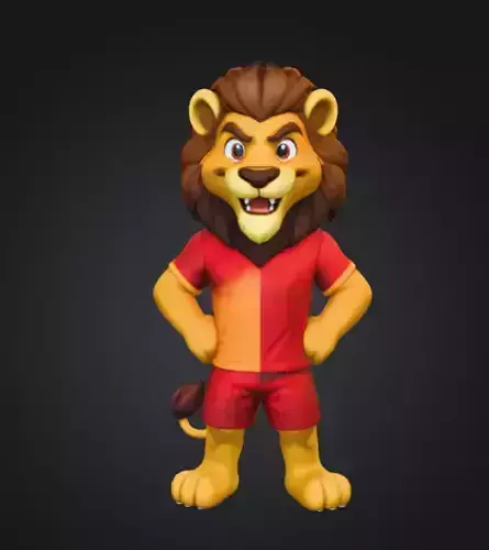 Lion Spirit Figurine Red Gold Strength Mascot Sculpture