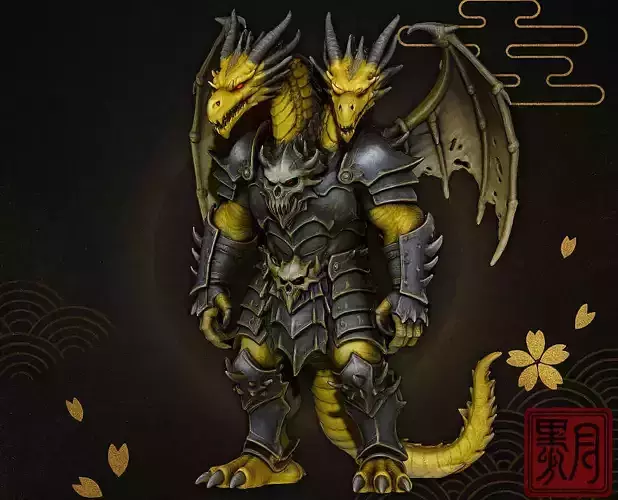 Armored Dragon Knight Dark Wyvern Warlord Highpoly Game Sculpt