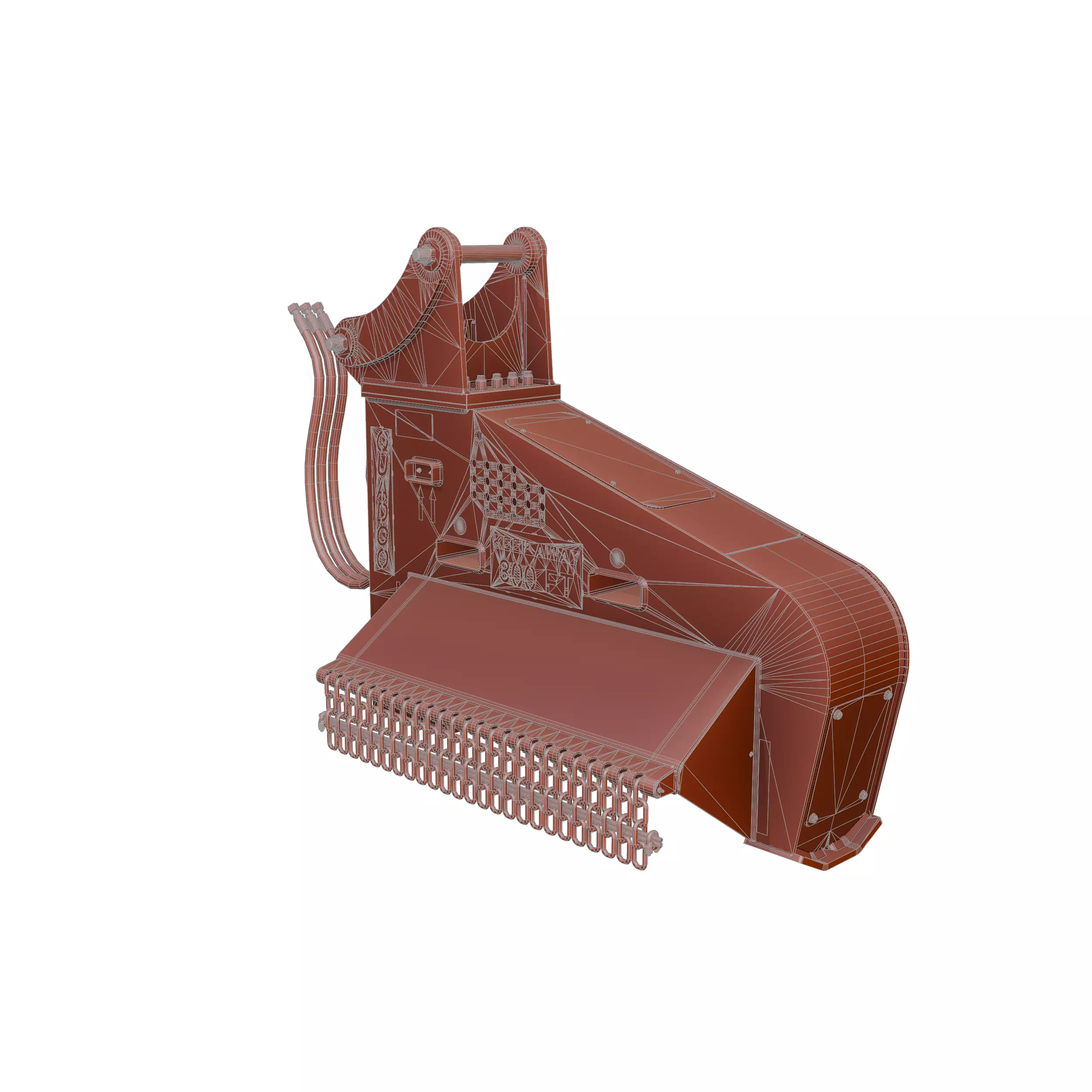 Drum Mulcher Attachment Head QUADCO 3D MODEL Low-poly 3D model_9