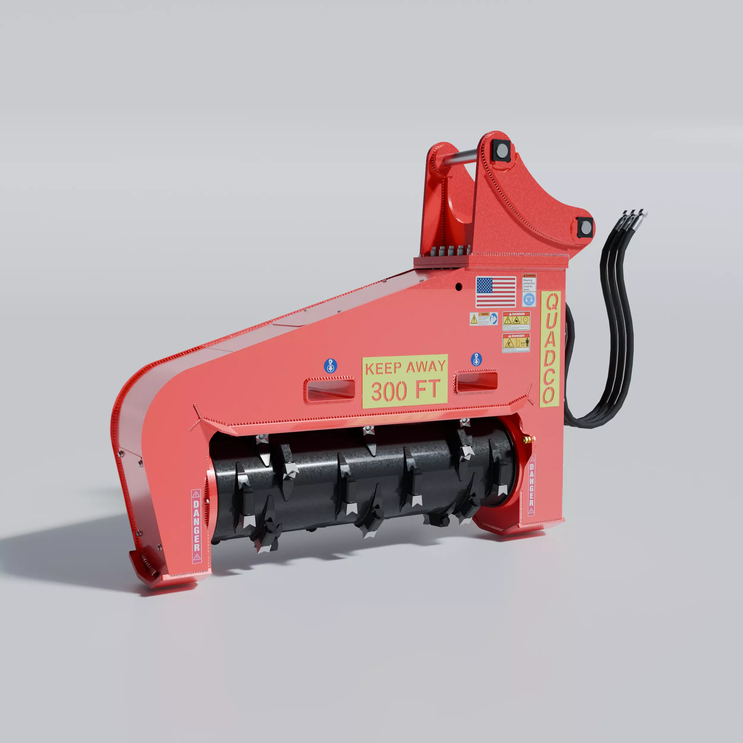 Drum Mulcher Attachment Head QUADCO 3D MODEL Low-poly 3D model_0
