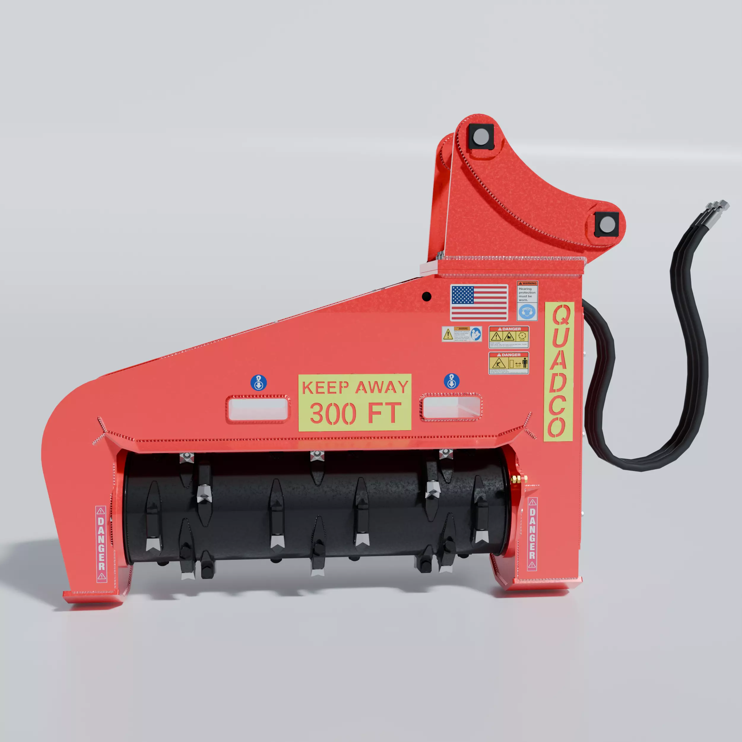 Drum Mulcher Attachment Head QUADCO 3D MODEL Low-poly 3D model_1