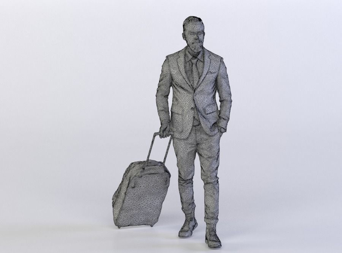 Jacob 0432 Man in a Suit carrying a Bag on Wheels