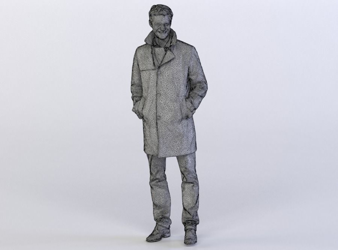 John 0199 Man in a Coat Standing, Arms in Pockets