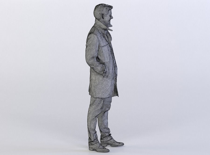 John 0199 Man in a Coat Standing, Arms in Pockets