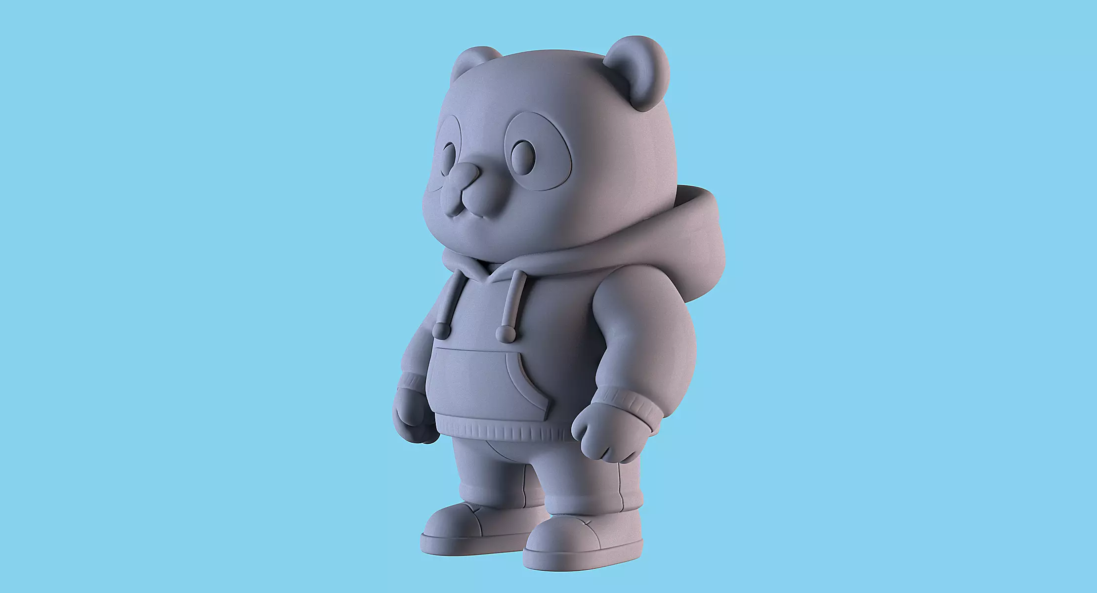 Panda with Hoodie  POP MART 3D print model_12