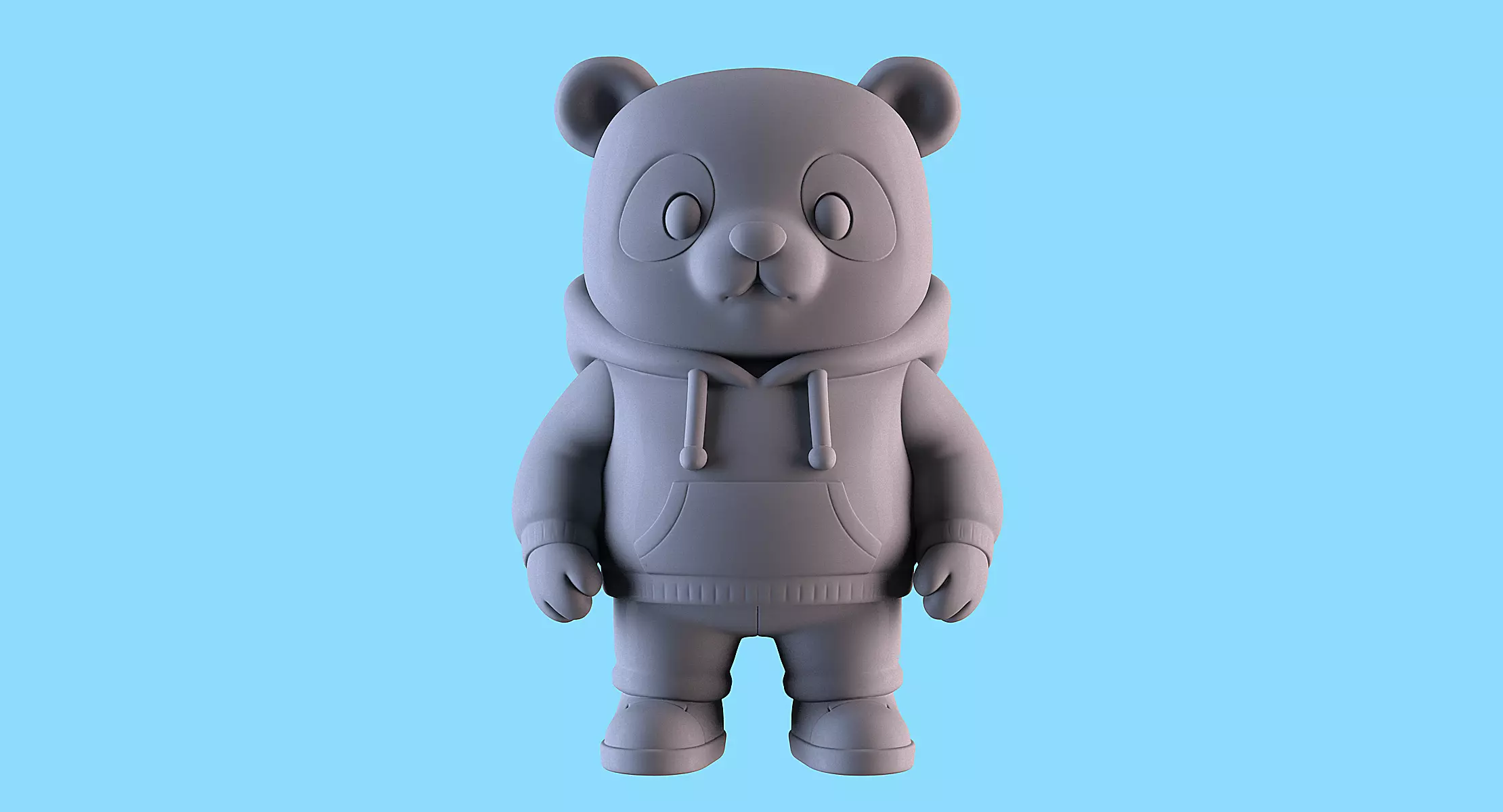 Panda with Hoodie  POP MART 3D print model_5