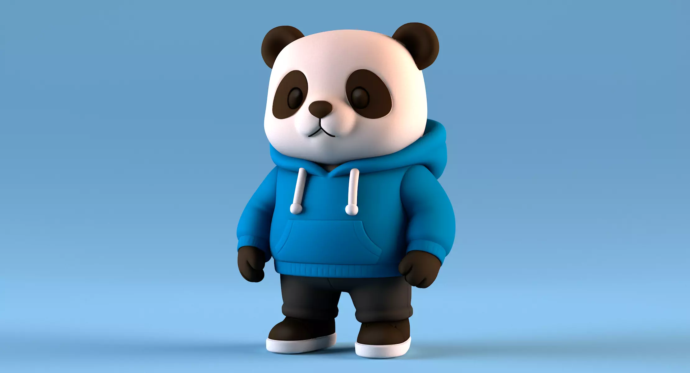 Panda with Hoodie  POP MART 3D print model_1