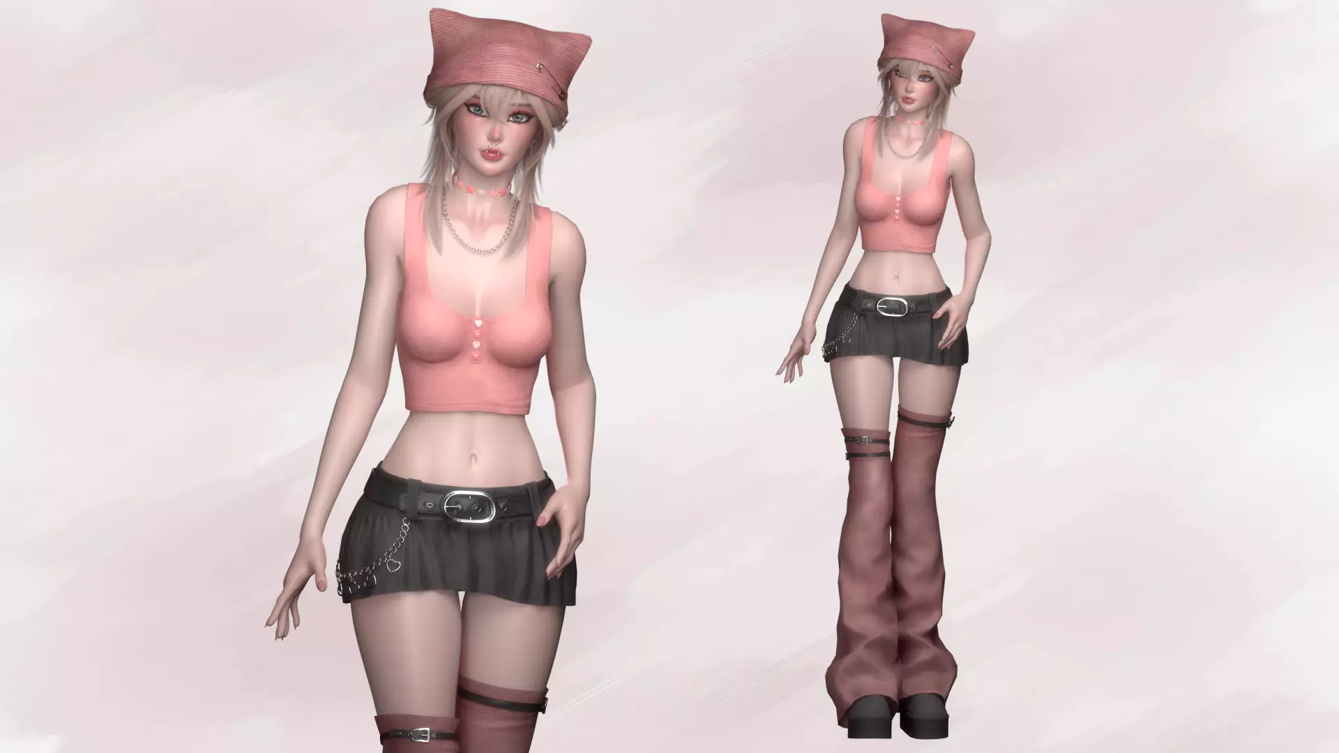 Cute Goth Girls Modular Pack 3D Model Collection_5