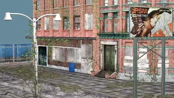 Abandoned and Old Destroyed Broken Building 3D Model