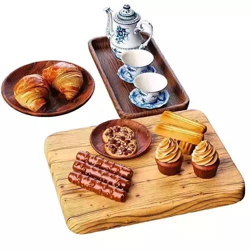Elegant Tea Set with Pastries