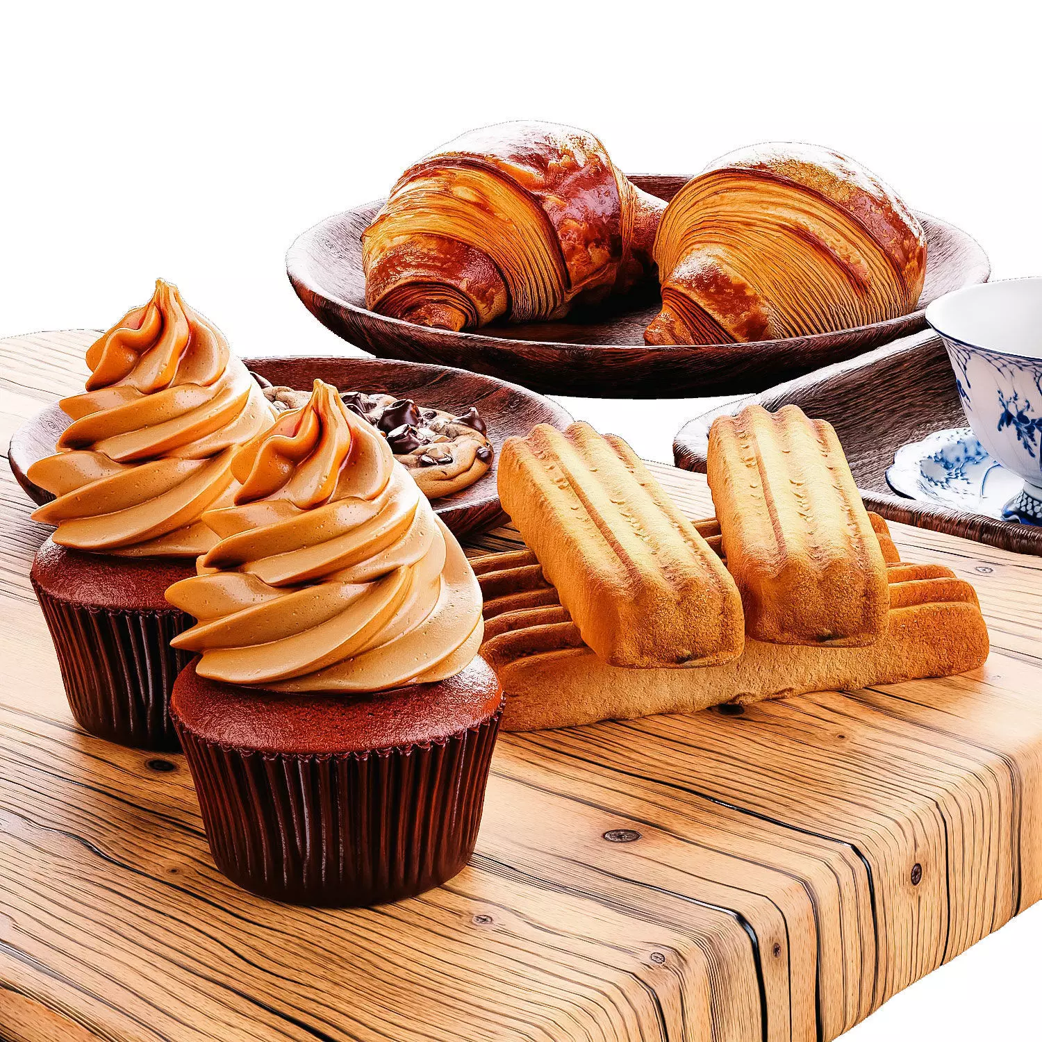 Elegant Tea Set with Pastries Low-poly 3D model_6