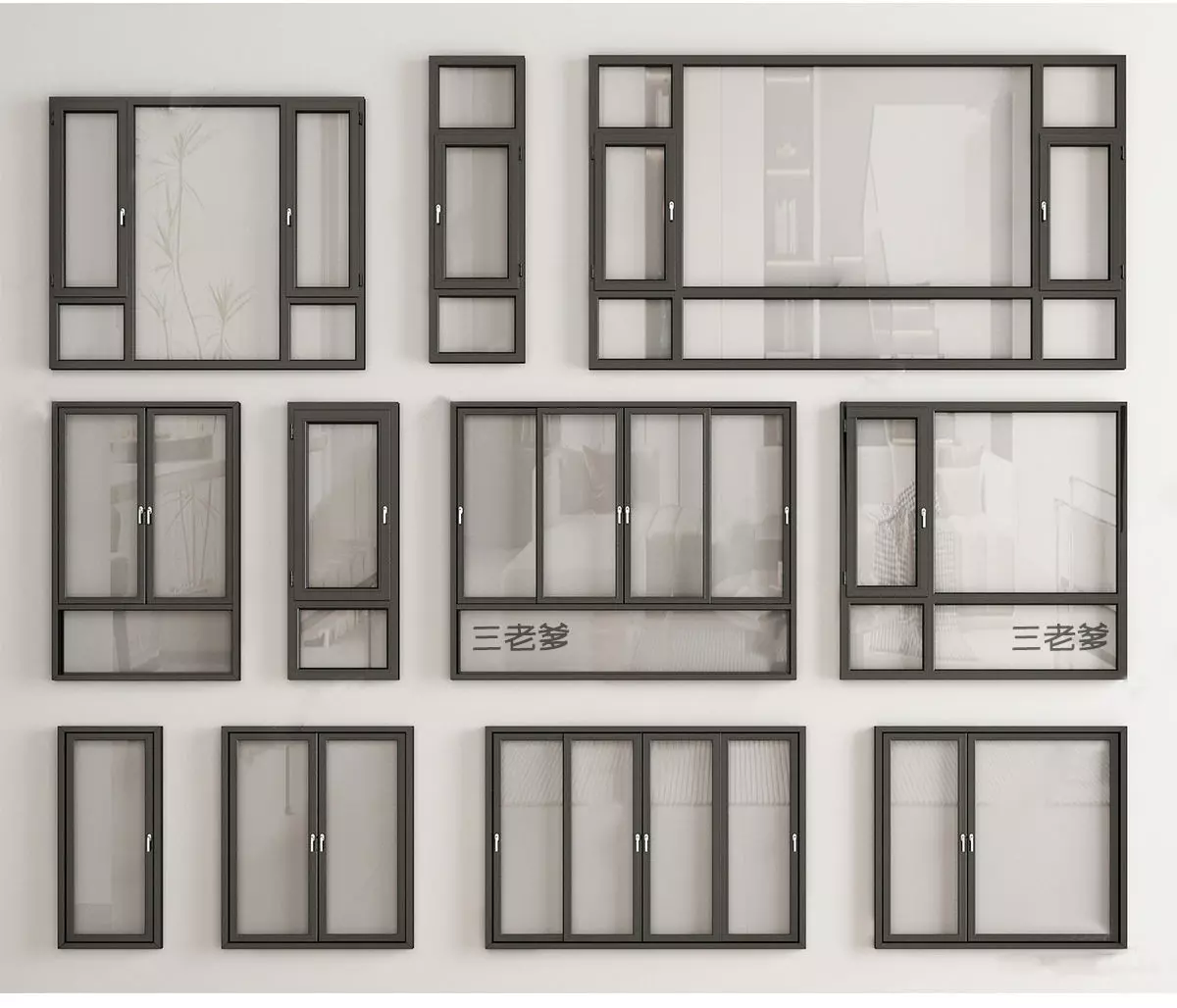 modern windows glass Sliding Architecture 3D model