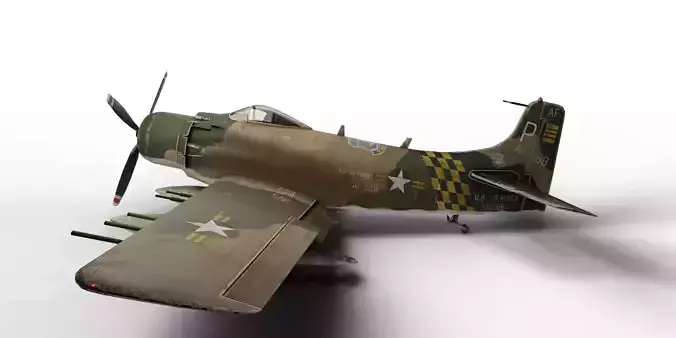 A-1 Skyraider Attack Aircraft - Realistic 3D model