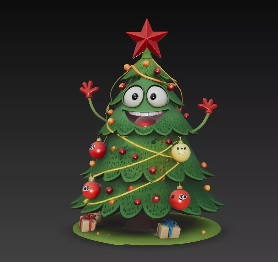 Cute Christmas Tree Character - Stylized 3D Model 3D print model