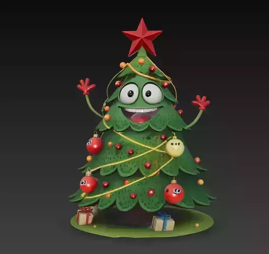 Cute Christmas Tree Character - Stylized 3D Model