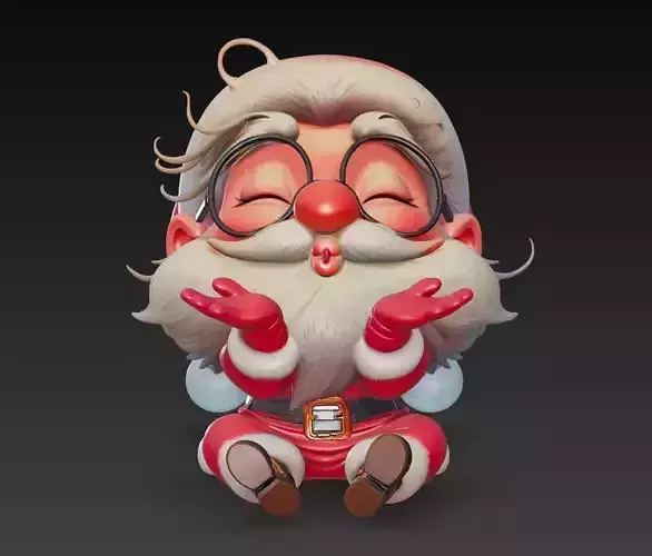 Cute Santa Claus - Stylized Christmas 3D Sculpture
