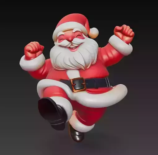 Dancing Santa Claus - Stylized Christmas 3D Sculpture