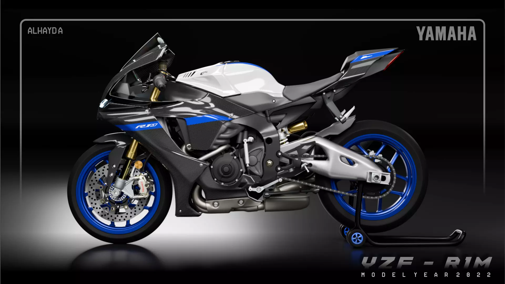 Yamaha R1M 2022 - Performance Black Low-poly 3D model