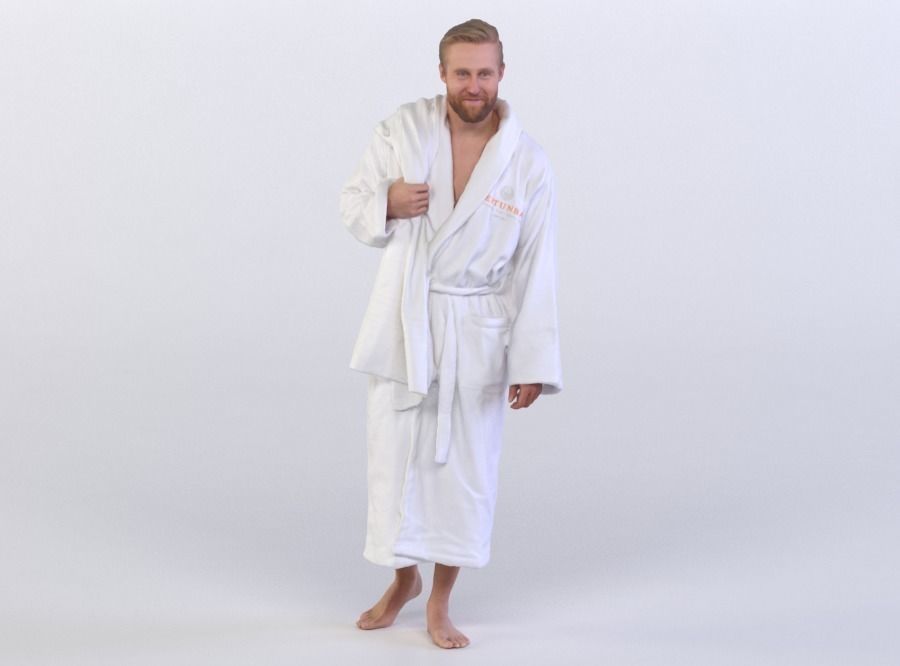 Kent 0233 Man in a bath robe walking 3D model_0