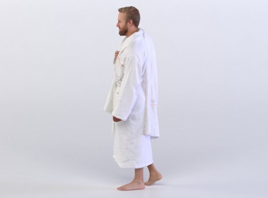 Kent 0233 Man in a bath robe walking 3D model_1