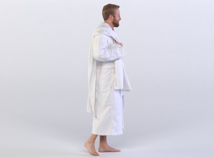 Kent 0233 Man in a bath robe walking 3D model_3