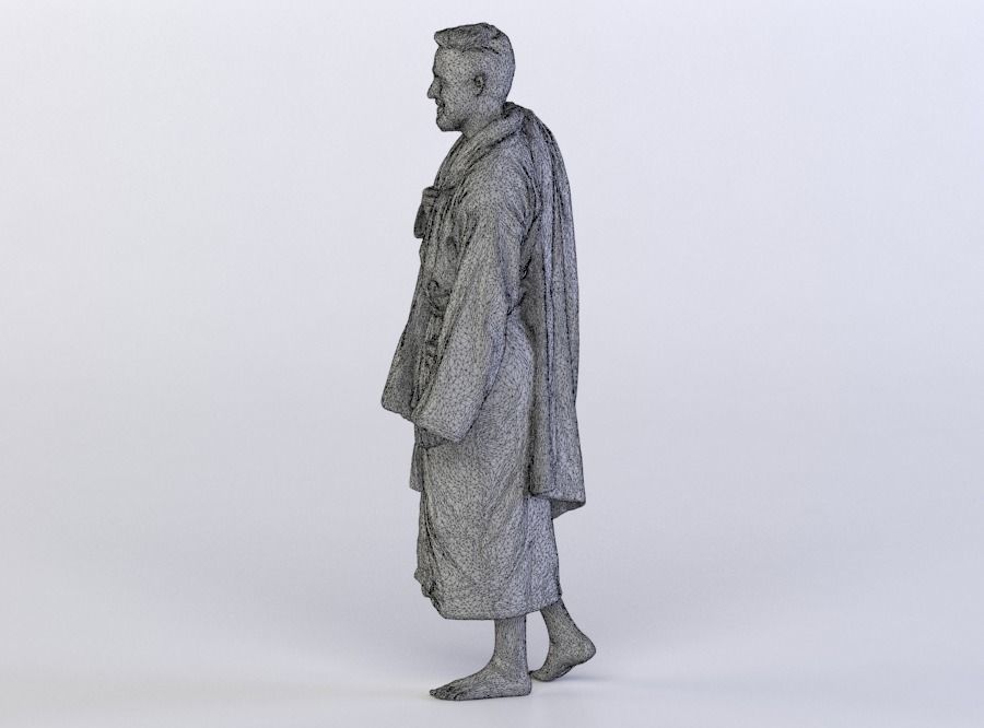 Kent 0233 Man in a bath robe walking 3D model_5