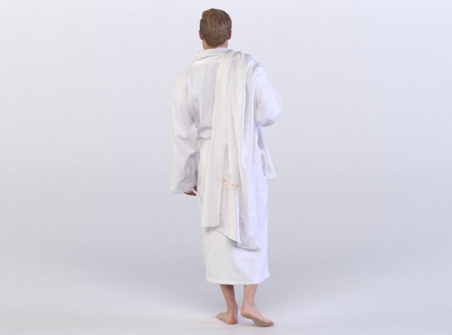 Kent 0233 Man in a bath robe walking 3D model_2