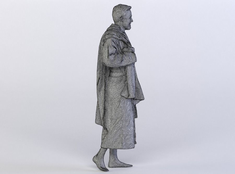 Kent 0233 Man in a bath robe walking 3D model_7