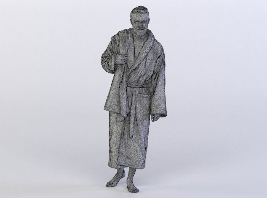 Kent 0233 Man in a bath robe walking 3D model_4